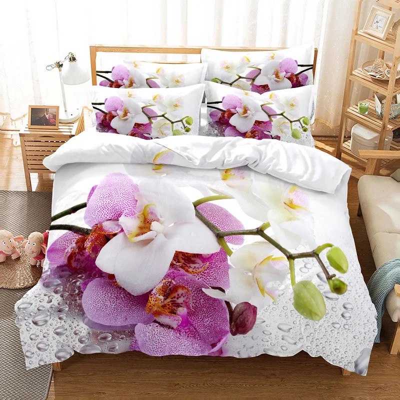 Linen Duvet Cover - Bloemen beddengoedset Dekbedovertrekset 3D-beddengoed Digitaal printen
