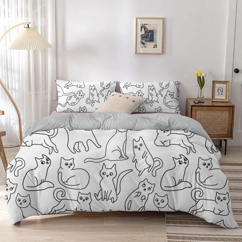 Cartoon Kat Dekbedovertrek Set - Linen Duvet Cover recensie en prijs