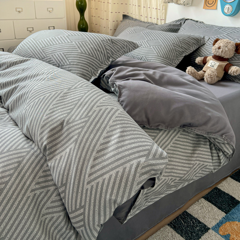 4-delige grijze geometrische b - Linen Duvet Cover recensie en prijs