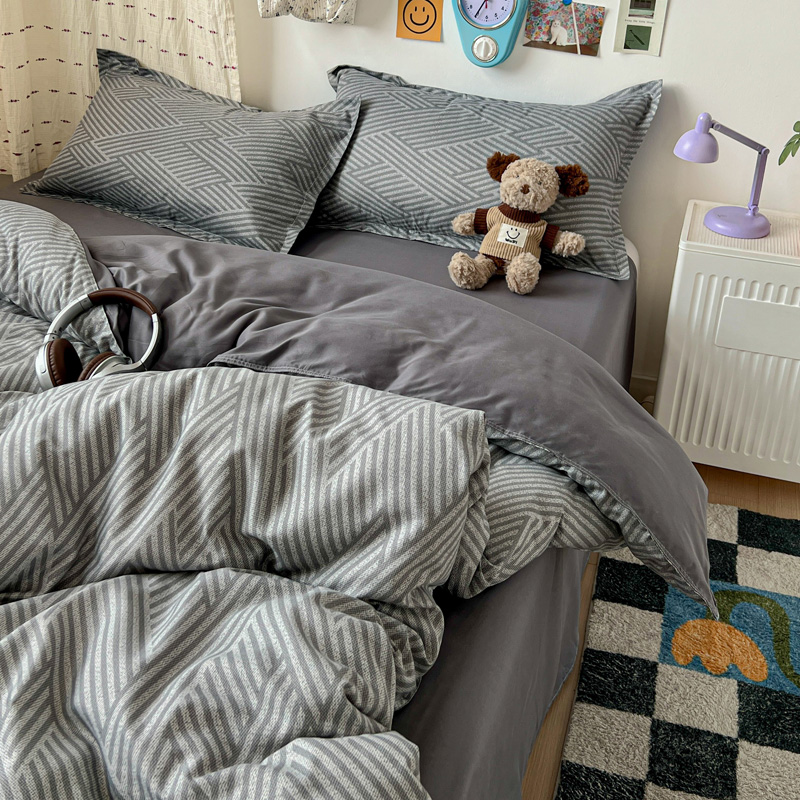 4-delige grijze geometrische b - Linen Duvet Cover recensie en prijs